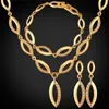Women's 18K Real Gold/Platinum Plated Costume Jewelry Sets Chain Necklace Bracelet Cubic Zirconia Drop Earrings