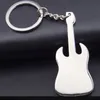 Musical Instrument Guitar Keychain Enamel key ring holder Bag Hangs fashion jewelry Promotion gift Black Red Blue