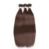 Cheveux raides bruns avec fermeture en dentelle Cheveux vierges brésiliens # 4 Chocolat Brwon Fermeture en dentelle avec faisceaux Fermeture en dentelle droite en soie à vendre