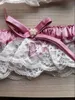 Custom Made Beautiful Wedding Garters In Stocks Sales 2015 with Shining Pearl and Lovely Dark Pink Bowknot Ivory Lace Bridal Garters