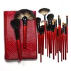 Ensemble de pinceaux de maquillage professionnels 26 pièces poils de poney de chèvre avec sac rouge en cuir de crocodile haut de gamme le plus magnifique!