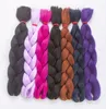 24-calowe 100grams 2x Jumbo warkocze syntetyczne oplatanie włosów Dwa Tone Ombre Kolor Crochet Hair Extensions Ombre Plecione Pudełko Braid Hair Hooks