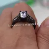 빅토리아 wieck 반지 빈티지 쥬얼리 레드 가닛 Diamonique 10KT 블랙 골드 시뮬레이션 된 다이아몬드 결혼 반지 크리스마스 선물 크기 5-10