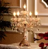 5arm guldled bröllopslandelabra restaurang kristallbordslampa inomhus belysning köksbord ljus abajur färgad ljushållare c1809639