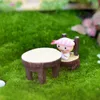 4pcs Vintage Table Chair Fairy Garden Decoration Home Decor Terrarium Figurines Miniatures Baison Tools Resin Craft Gnomes Home Accessories