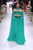 Senaste 2016 Arabiska Dubai Style Hunter Chiffon A-Line Evening Dresses Sexig Backless High Neck Lace Beaded Sweep Train Formell Kappor EN2242