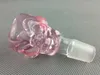 Skull Desig Glass Bowl 18,8 mm Fyra färger som passar för glas Ashcatcher Bongs och Glass Bubblers gratis frakt