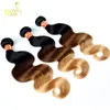 Ombre Human Hair Extensions Braziliaanse Body Wave Virgin Hair Weave Bundels Three Tone 1b / 4/27 # Grade 8A Ombre Remy Braziliaans Menselijk Haar 3 Stks