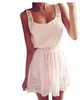 Wholesale-New Sexy Low-cut Summer Women Loose Casual Dresses Sleeveless Solid Off Shoulder Vestidos Strap Short Mini White Dress