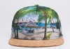 3D Isı Transferi Snapback Caps Hip-Hop Kapak 3D Termal Transfer Baskı Dijital Palmiye Beyzbol Kapağı Yaz Plajı Snabpack Şapka Damlası S342S