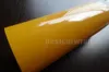 Klistermärken Ultra Shiny Glossy Yellow Vinyl Wrap 3 Layers High Gloss Tiffany Car Wrap Film With Air Free Like 3M 1080 Storlek: 1,52*20M/Roll