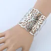 Blomma Mönster Bred Bangle Armband Öppna Guld / Silver Tone Klipp ut Wide Cuff Armband Bangle för Kvinnor Gifts Smycken