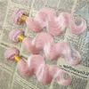 Nouvelle arrivée rose cheveux humains bundles brésilien rose vif corps vague extension de cheveux 3pcs / lot rose cheveux rose trame