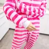 Cheshire Cat Onesies Unisex Sleepsuit Adults Cartoon Pajamas Cosplay Costumes Animal Onesie Sleepwear Winter Warm Jumpsuit