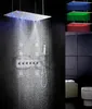5 Vattenfunktioner Arbetar tillsammans eller separat 80x40 cm Rain Swash Atomizing Duschhuvud Badrum LED Duschkranuppsättning 008-80x40wql-6mf