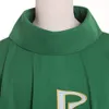 Prästerskap katolska kyrkan dräkt vuxna män pastor grön chasuble celebrant wheatear broderad vestment heliga religion kostymer vestment