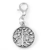 20pcs/lot Family Tree Of Life Plates Dangle Charms Pendant With Lobster Clasp For Glass Floating Locket Jewelrys