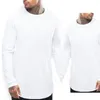 Nouveau Hip Hop Mens Basic T-shirt Longline Zipper Designer Manches longues Oneck Solid T-shirts Men039s Curve Hem Side Zip Tops tee5637529