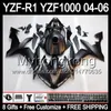 8Gifts+Body For YAMAHA YZF-R1 04-06 YZF R1 MY47 Yellow black YZF1000 YZFR1 04 05 06 YZF 1000 YZF R 1 2004 2005 2006 Yellow white Fairing Kit