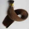 Ön gümrüklü Stick I İpucu Brezilyalı İnsan Saç Uzantıları 100g 100 Tellerinin 18 20 22 24 inç # 6 / Orta Kahverengi Hint Saç ürünleri