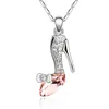 High Quality Trendy Gold/Silver Plated Crystal Cinderella Glass Slipper Pendant Necklace Jewelry For Women and girls