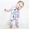 Mooie pasgeboren baby meisjes kleding kinderen romper paars bloemen print katoenen jumpsuit baby kleding outfit lange mouw baby rompertjes lente herfst