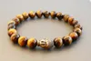 SN0241 Nieuwe Mala Armband Goud Zilver Boeddha Armband Stretchy Beaded Armband Mannen Boeddha Tiger Eye Armbanden Gratis Verzending