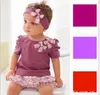 Amissa Baby Girls Floral Suit 3 조각 세트 (셔츠 + 반바지 바지 + 머리띠) 키즈 복장 세트 소녀 의류 키즈 옷 9pcs = 3sets