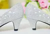 Shiny Crystal 2015 Wedding Shoes 5cm Medium Heel Sequined Bridal Shoes Rhinestone Silver Prom Party Shoes Red and Gold277J