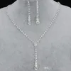 2022 Kryształowy zestaw biżuterii ślubnej srebrny naszyjnik Diamentowe kolczyki
