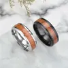 New 8mm 316L Stainless Steel Wood Grain Rings Men Wedding Rings Titanium Steel Ring Size 6-13