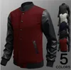 Fall-Free shipping 2015 Sweater PU Leather Collar Sweater Personalized Baseball Stitching Clothes Man Jacket