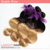 4pcs / lot 8-30 pouces deux tons ombre mongole vierge cheveux tissage faisceaux vague de corps ondulé couleur 1B / 27 blonde ombre mongole extensions de cheveux humains