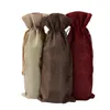 Jute Wine Fles Gift Tassen Bourgondië 15 * 37cm Kerstmis wijn decoraties vouwtassen Feestelijke benodigdheden Gratis verzending