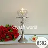 Mode Rostfritt Stål Diamond Crystal Candle Holder Bröllop Dicoration Candle Stand Silvering Metal Candletick