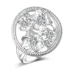 Frete Grátis Novo 925 Sterling Silver moda jóias Big Flor Diamante Branco Com Pave zircon anel hot vender presente da menina 1719