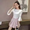 Women's Sweaters Wholesale- Spring Summer Women Pearl Knitted Sweater Solid Beads Trumpet Three Quarter Sleeves Girls Pullover Tops Tee1