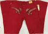 Nuevo diseño famoso color rojo nuevos pantalones vaqueros Robin hombres piedras brillantes pantalones vaqueros rectos de mezclilla diseñador de moda marca famosa pantalones vaqueros para hombre tamaño 326w