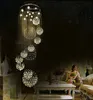 Grand lustre en cristal moderne Luminaire Spirale Lustres de cristal pour hall, escalier, foyer Long Crystal Lighting LLFA