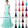 Real Image Chiffon Crystal Formele Avond Prom Jurken Kralen Roze Mint Rood Zwart Lange Bruidsmeisje Bruids Party Toga's In Stock Plus Size