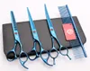 4PCS SURS 7 "JP 440C Lila Dragon Professional Hair Hairdressing Saxkam + Skärare + Tunna Sax + Up Curved Shears Z3002