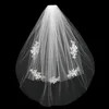 2022 Court Mariage Mariée Voile Sur Mesure Dentelle Blanc Ivoire Deux Couches Tulle Peigne Vail Accessoires Chapeau Voile Voiles De Mariée Appliqued201V