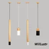 Willlust Cylinder Pendant Lampa Trä Plus Metallfjädring Belysning Dinning Room Restaurant Hotel Villa Cafe Bar Counter Spot Light