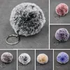 Simulated Rabbit Fur Ball Keyrings 8cm Ombre Color Plush Ball Keychain Car Key Chain Women Bags Pendant Key Rings Accessories