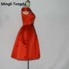 Mingli Tengda Mancha Vermelha Vestidos Dama de Honra Curto Bateau Pescoço Bordado Vestido de Festa de Casamento Custom Made Elegante Júnior Dama de Honra Vestidos