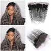 Dark Root Silver Grey Ombre Ear to Ear 13x4 Full Lace Frontal Deep Wave 1B/Grey Ombre Brazilian Virgin Human Hair Lace Frontals