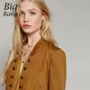 Kadın Ceketler Toptan-Romantik Falbala Ceket Kruvaze Düğme Kadınlar 2021 Sonbahar Fırfır Patchwork Asimetrik Vintage Ceket M161103