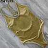 Groothandel- Zmtree 2017 nieuwste fluwelen badpak vrouwen badmode een stuk badpak backless monokini badpak beachwear dames zwempak