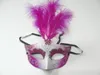 Güzel tüy Rhinestone maske venedik masquerade parti hediye noel dekorasyon düğün favor yenilik 10 adet / grup