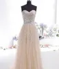 Popularna Ramiączek Prom Sukienka Sweetheart Bez Rękawów Pełna długość Wieczór Party Formalna Suknia Cekiny Kryształy Lace-Up Back Tulle Suknia